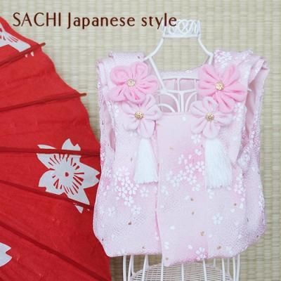 犬の着物ー被布コートちりめん桜ピンク オーダーメイドペットウェアｓａｃｈｉ