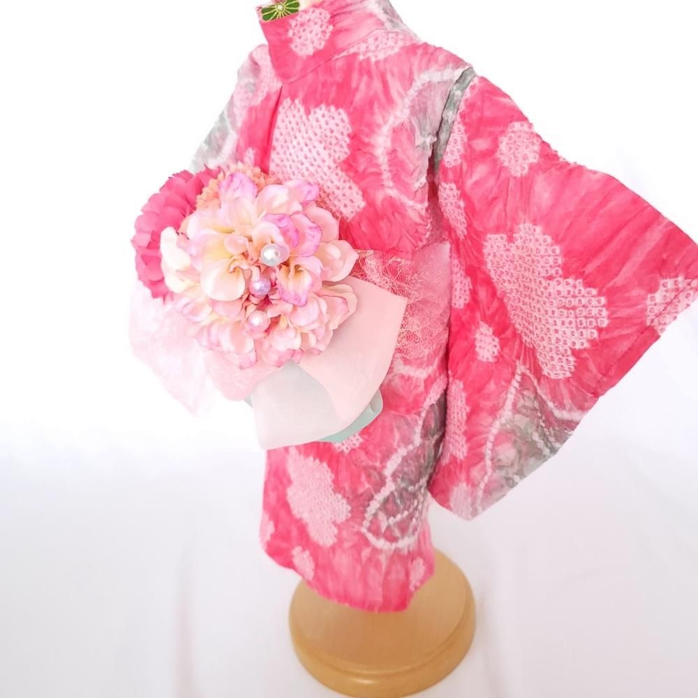 犬の浴衣有松絞りー零れ桜 - オーダーメイドペットウェアSACHI