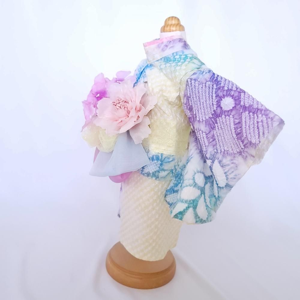 【新品】犬服　浴衣　ペット服　有松絞り　Mサイズ 数量限定】犬の絞り浴衣しずく紫月有松絞り - オーダーメイド