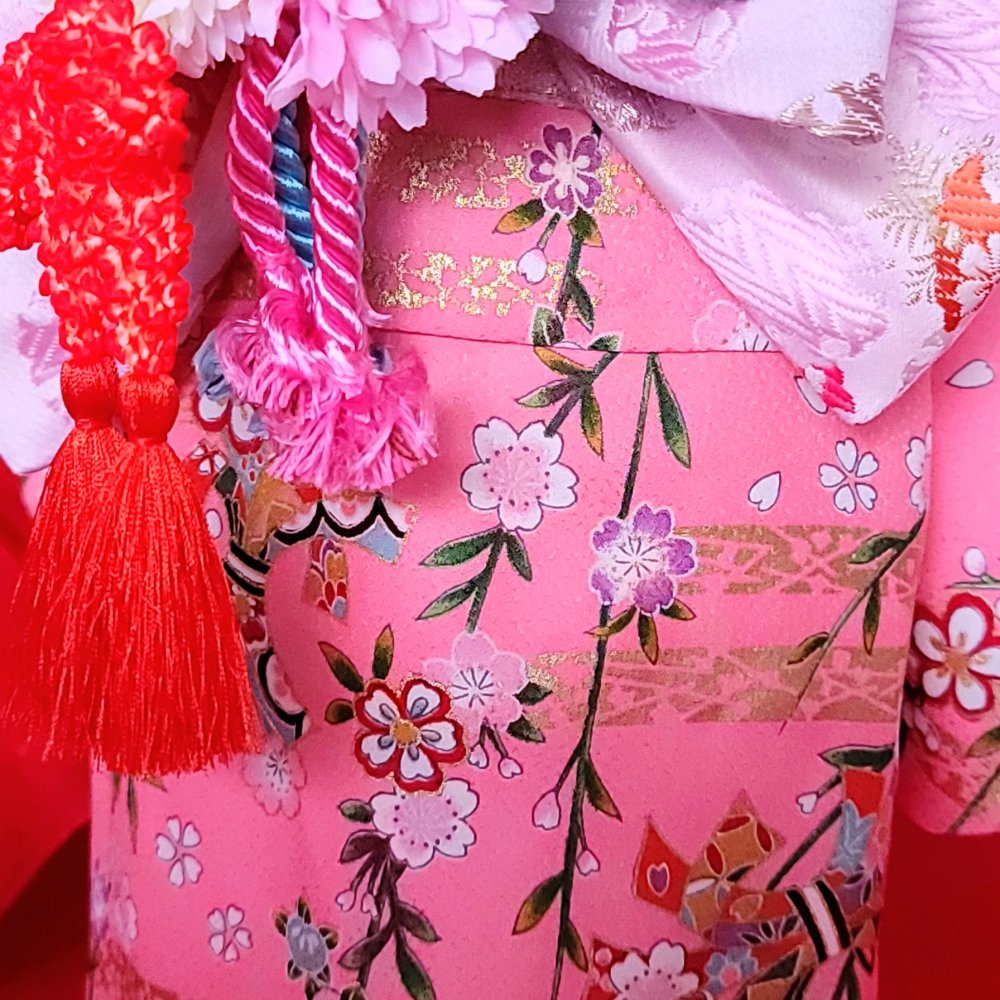 ペットの着物桃桜一正絹着物ピンク - オーダーメイドペットウェア