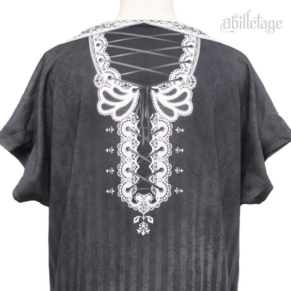 トロンプルイユTシャツワンピース（アンティークストライプ