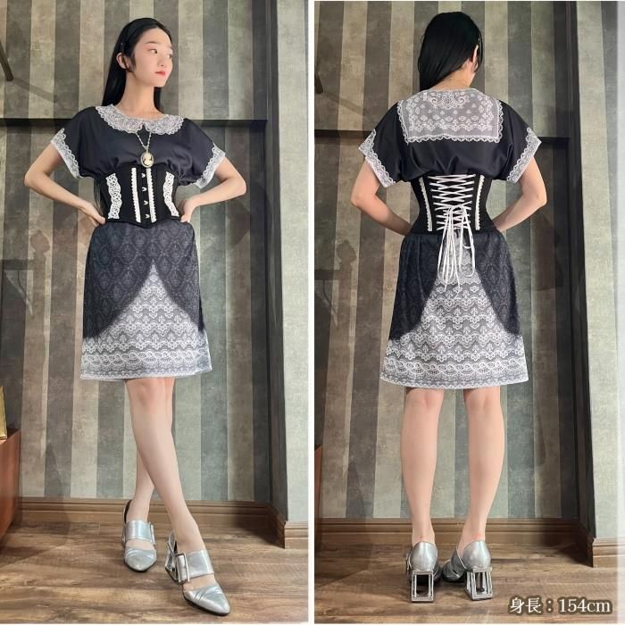 トロンプルイユTシャツワンピース（レースセーラー） - 【公式