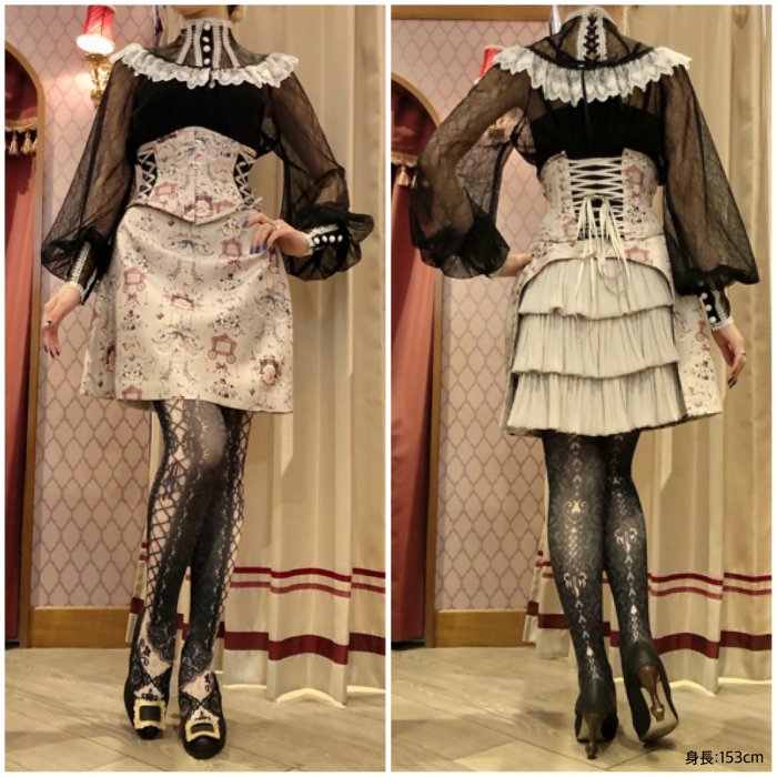 corset over knee socks SIDE LACE-UP -BLACK- - 【公式】abilletage　アビエタージュ 　 コルセット通販