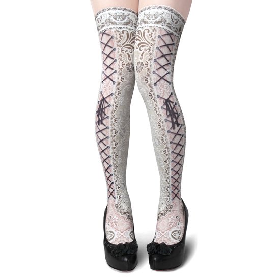 corset over knee socks SIDE LACE-UP -IVORY- - 【公式】abilletage　アビエタージュ 　 コルセット通販
