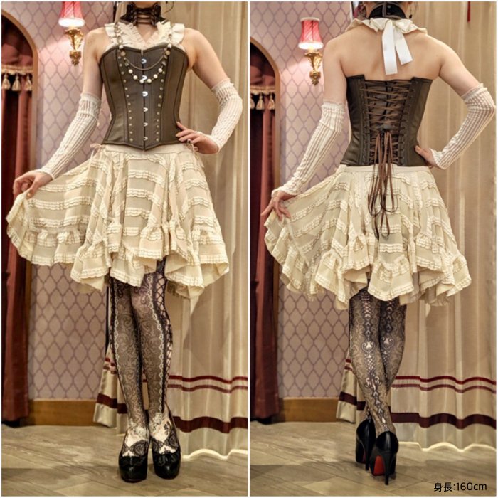 corset over knee socks SIDE LACE-UP -BROWN- - 【公式】abilletage　アビエタージュ 　 コルセット通販