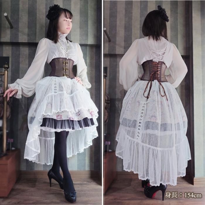 abilletage フェイクレザーミニショートコルセット ブラウン 受注生産】フェイクレザーミニショートコルセット(フックタイプ