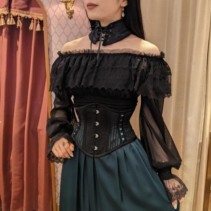 即納可能】ローズサテンネックコルセット（ブラック） - 【公式