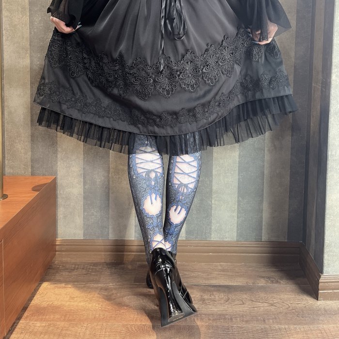 corset tights ORIENTAL -BLACK×NAVY- - 【公式】abilletage　アビエタージュ 　コルセット通販