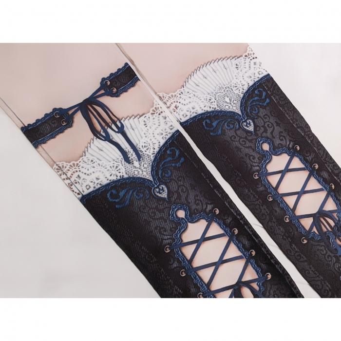 corset tights ORIENTAL -BLACK×NAVY- - 【公式】abilletage アビエ