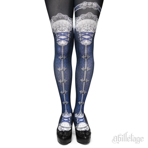 corset tights ORIENTAL -NAVY×WHITE- - 【公式】abilletage　アビエタージュ 　コルセット通販