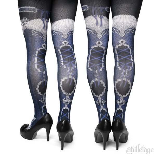 corset tights ORIENTAL -NAVY×WHITE- - 【公式】abilletage　アビエタージュ 　コルセット通販