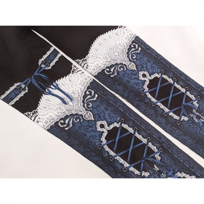 corset tights ORIENTAL -NAVY×WHITE- - 【公式】abilletage　アビエタージュ 　コルセット通販