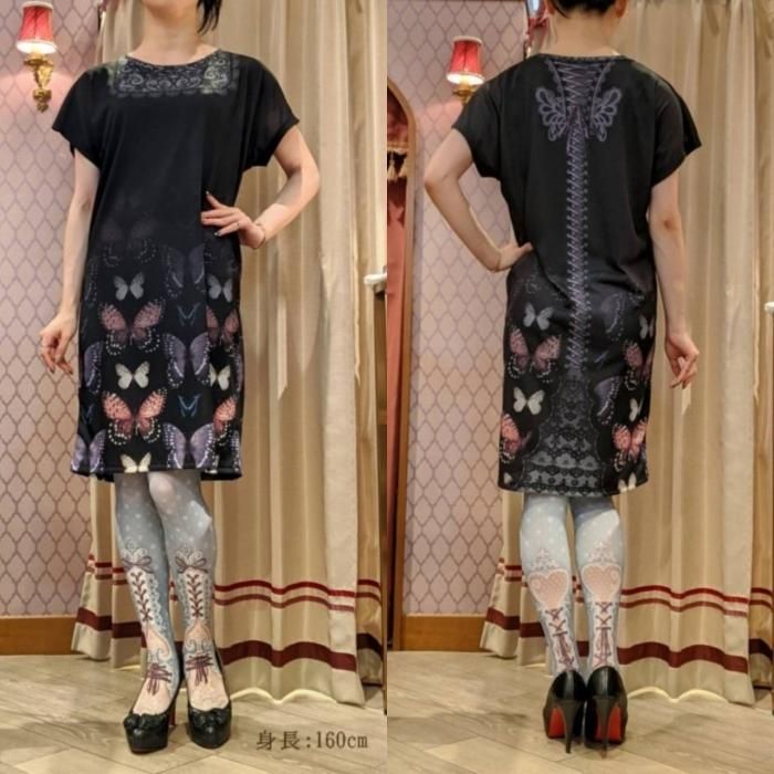 abilletage アビエタージュ Tシャツワンピース セーラー おまけつき ☆クーポンで20%off☆Tシャツワンピース（バタフライ/ブラック
