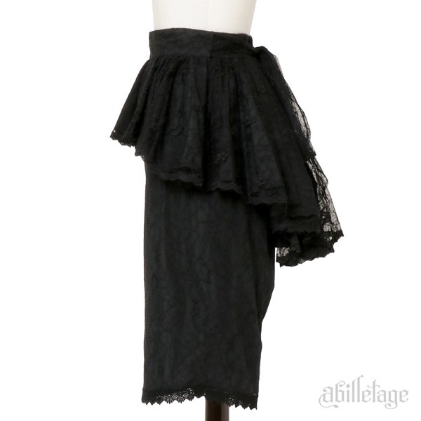 フィッシュテールペプラムスカート（ブラック） - 【公式