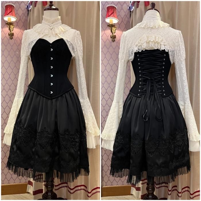 NOBLE ノーブル☆メモリーサテンコルセット ブラック F 受注生産】noble leaf ロングコルセット(ブラック) - 【公式