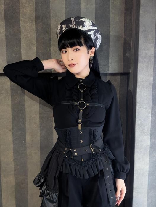 受注生産】メタルドットハーネスベルト（ブラック/アンティーク