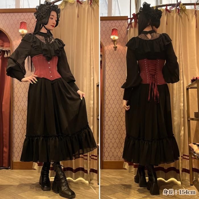 アビエタージュ ヴィクトリアンワンピース ボルドー 受注生産】ベーシックサテンショートコルセット(ボルドー