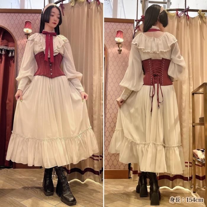 受注生産】ベーシックサテンショートコルセット（ボルドー