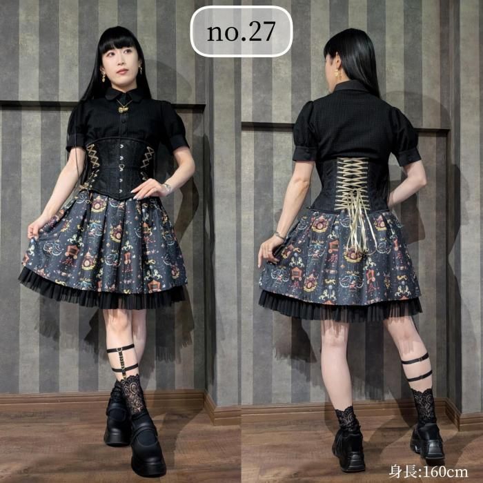 abilletage アビエタージュ ショートコルセット 総柄 レース 受注生産】セレクトリボンサイドレースアップショートコルセット