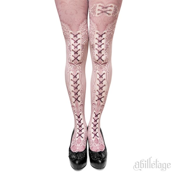 corset tights STRIPE LACE -Dolly Pink- - 【公式】abilletage　アビエタージュ 　コルセット通販