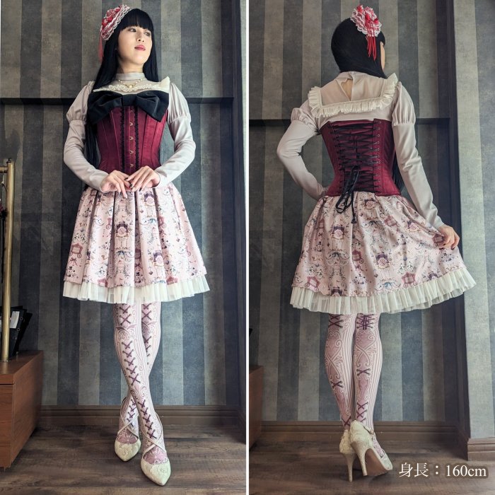 corset tights STRIPE LACE -Dolly Pink- - 【公式】abilletage　アビエタージュ 　コルセット通販