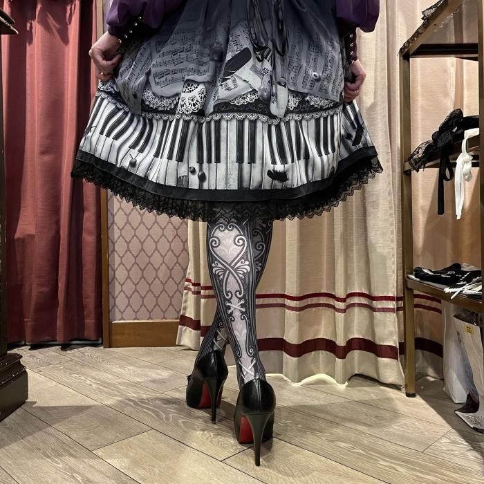 corset tights STRIPE LACE -Monochrome- - 【公式】abilletage　アビエタージュ 　コルセット通販