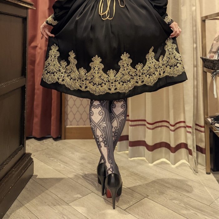 corset tights STRIPE LACE -Black- - 【公式】abilletage　アビエタージュ 　コルセット通販