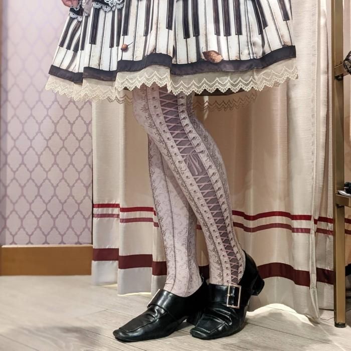 corset tights SIDE LACE UP -BROWN BEIGE- - 【公式】abilletage　アビエタージュ 　コルセット通販