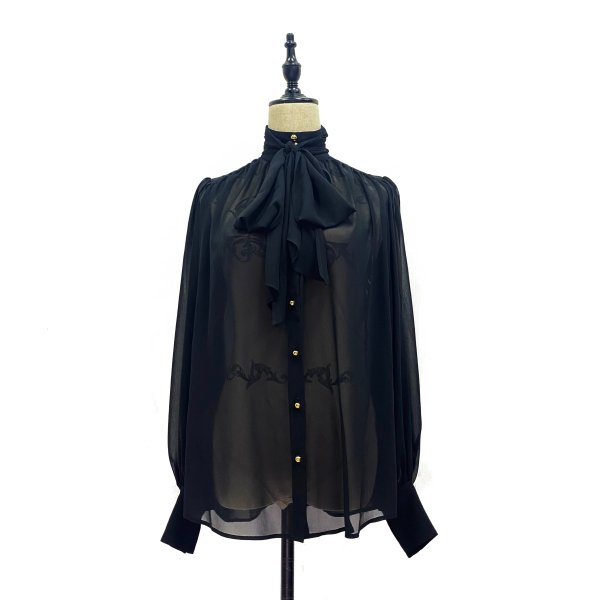【Medenius】Chiffon blouse(Black) - 【公式】abilletage　アビエタージュ 　コルセット通販