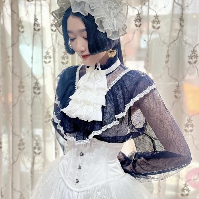 abilletage / レースフリルブラウス  ラベンダー O-25-01-16-011-GO-BL-IG-ZY レースフリルブラウス（ネイビー） - 【公式】abilletage アビエ