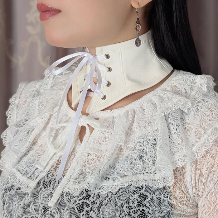 受注生産】フェイクレザーネックコルセット（ホワイト） - 【公式