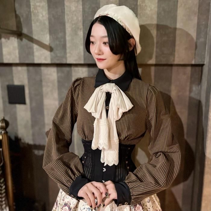 ストライプブラウス（長袖/オリーブモカ） - 【公式】abilletage