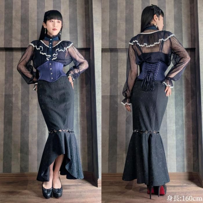 size3即納可能】ベーシックサテンミニコルセット（ネイビー） - 【公式