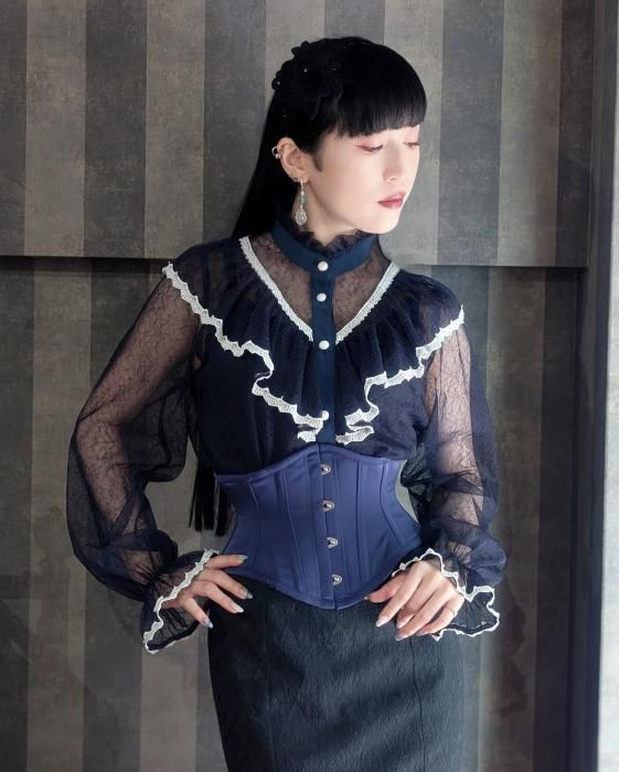 size3即納可能】ベーシックサテンミニコルセット（ネイビー） - 【公式