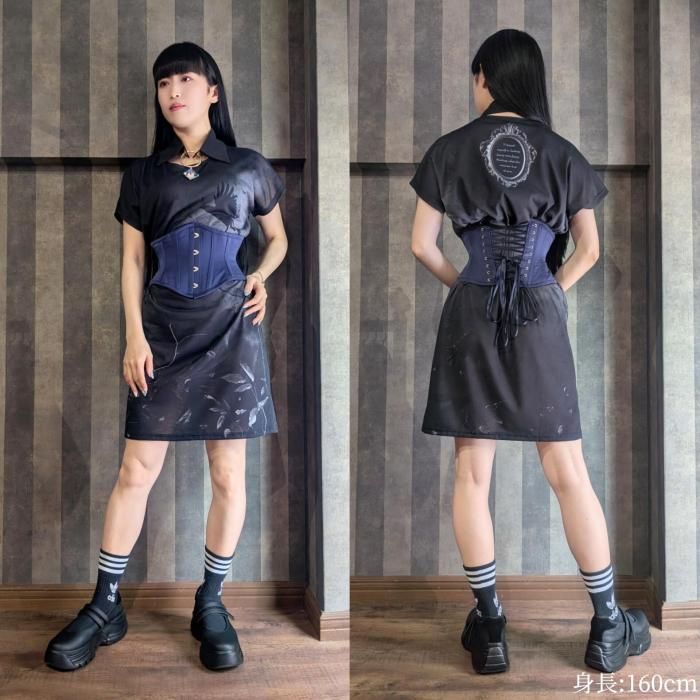 size3即納可能】ベーシックサテンミニコルセット（ネイビー