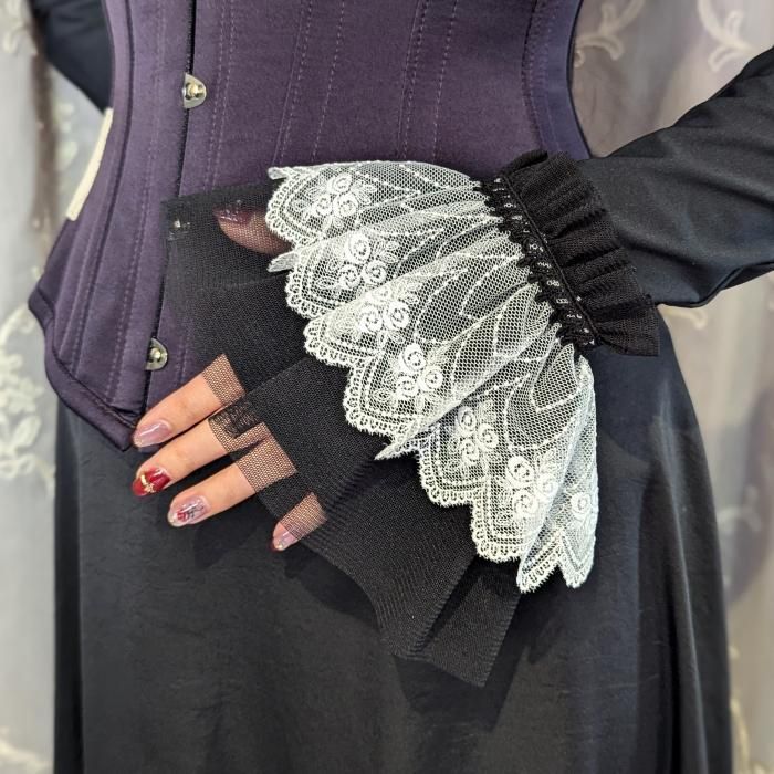 新品　タグ付　adabat ブラックファーバイザー　アームカバー　防寒　黒　上品 Melsick】アームカバー付きファートップス-Black- LAFARY ONLINE