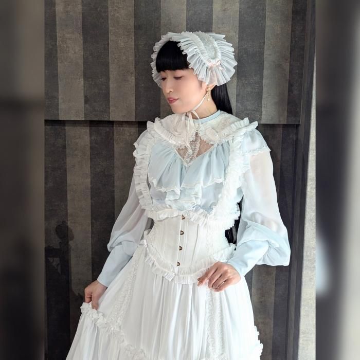 アイボリー レースフリルドレス ヘッドドレス付き 1b9b497c0d6093c938bcc066ccc985