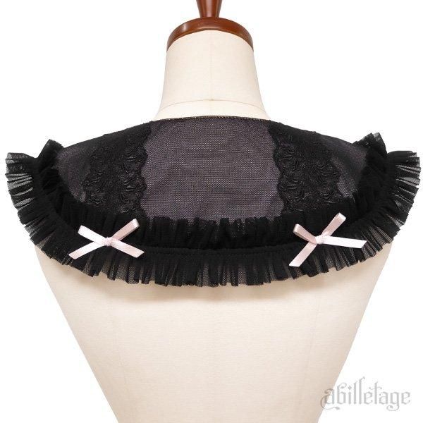 チュールフリル付け襟(ブラックピンク) - 【公式】abilletage アビエ