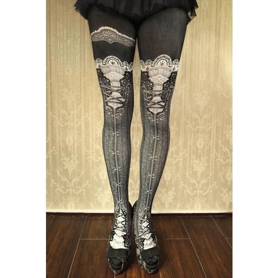 corset tights VICTORIAN -russian gray- - 【公式】abilletage　アビエタージュ 　コルセット通販