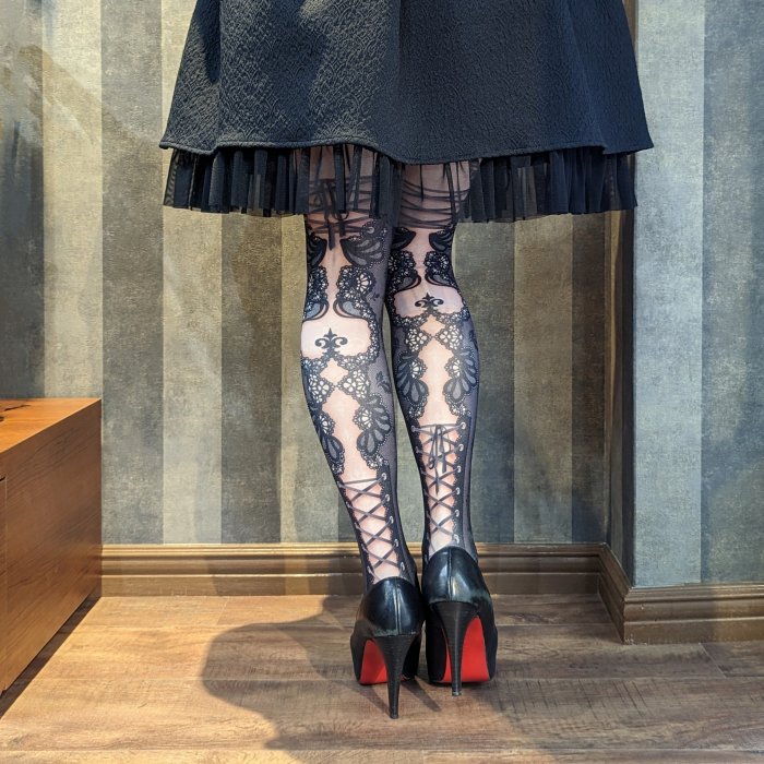 corset tights DOUBLE LACE -black- - 【公式】abilletage　アビエタージュ 　コルセット通販