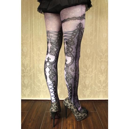 corset tights DOUBLE LACE -purple- - 【公式】abilletage アビエ