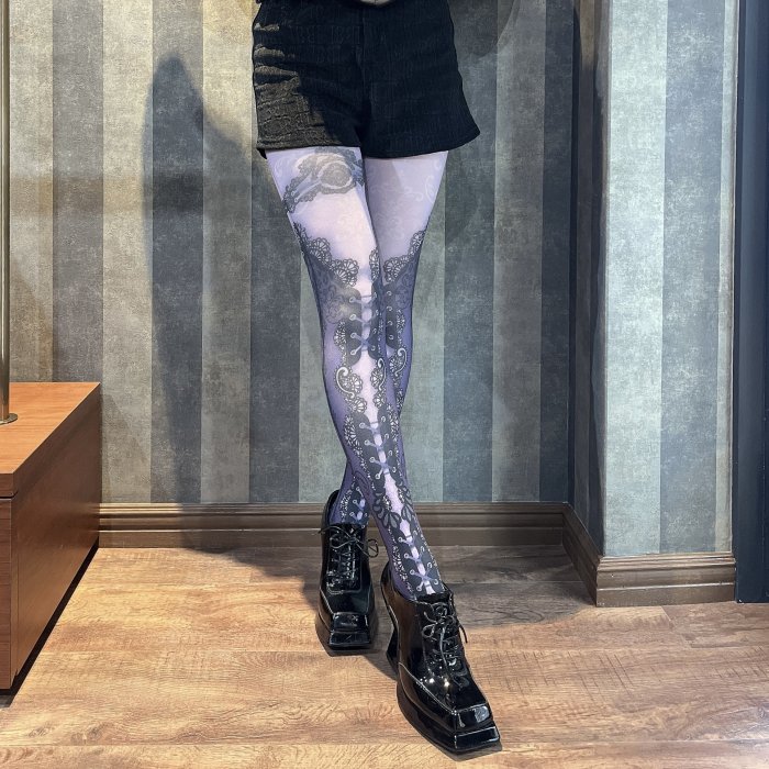corset tights DOUBLE LACE -purple- - 【公式】abilletage　アビエタージュ 　コルセット通販