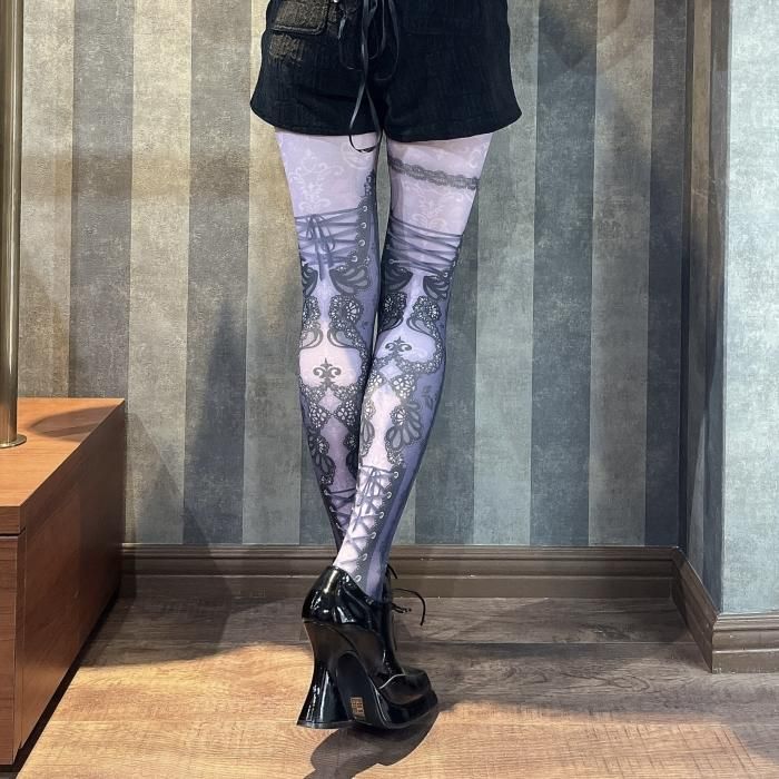 corset tights DOUBLE LACE -purple- - 【公式】abilletage　アビエタージュ 　コルセット通販