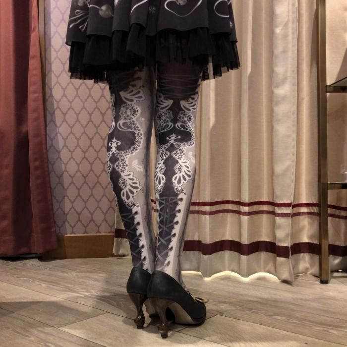 corset tights DOUBLE LACE -white- - 【公式】abilletage　アビエタージュ 　コルセット通販