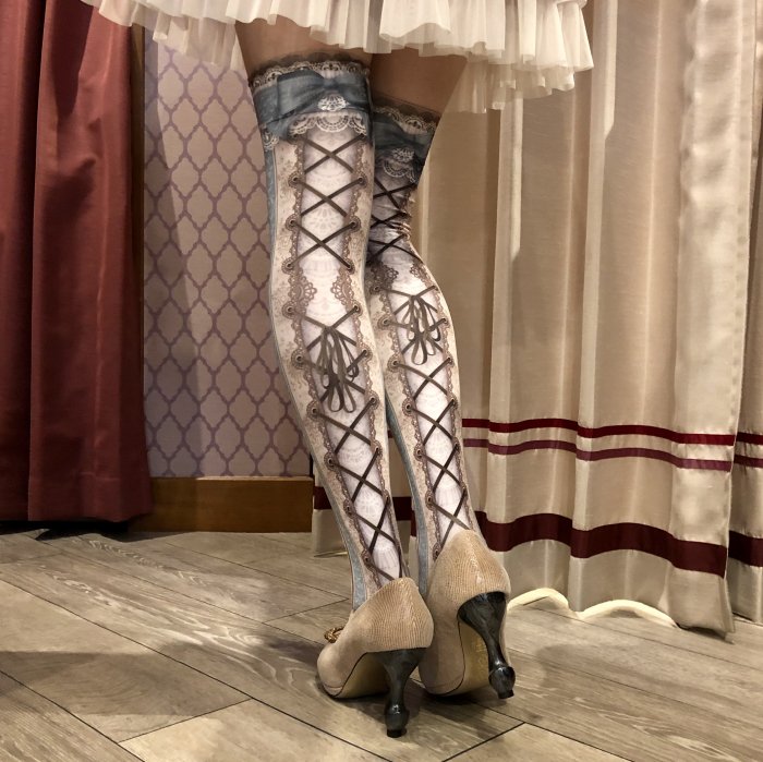 ☆ラスト1点☆【数量限定】corset over knee socks chantegram stripe