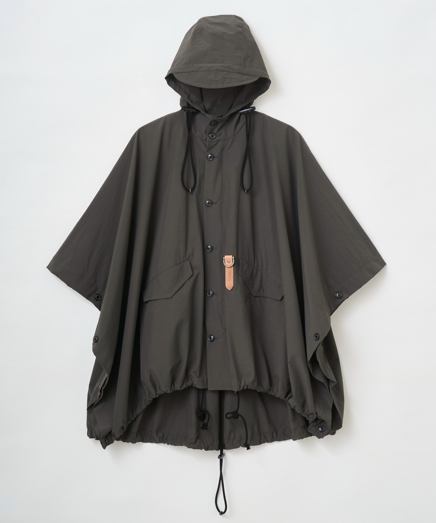 TROVE / PONCHO HOODED COAT / GABARDINE BLACK - TROVE SHOP TROVE / PONCHO HOODED COAT / GABARDINE BLACK - TROVE SHOP