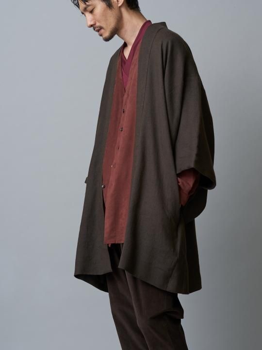 【 PRE-ORDER】WAROBE / WOOL HAORI / DARK BROWN photo