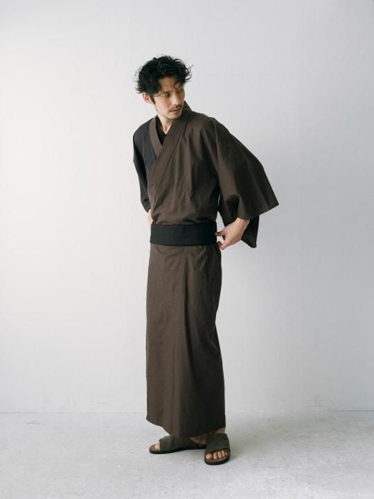 WAROBE / MULTI-COLOR YUKATA / BROWN x BLACK photo