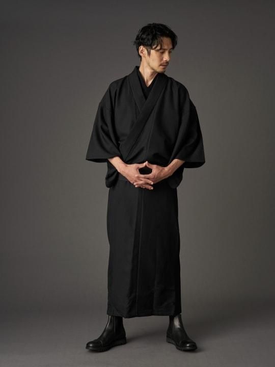 【PRE-ORDER】WAROBE / WOOL GABARDINE YUKATA / BLACK photo