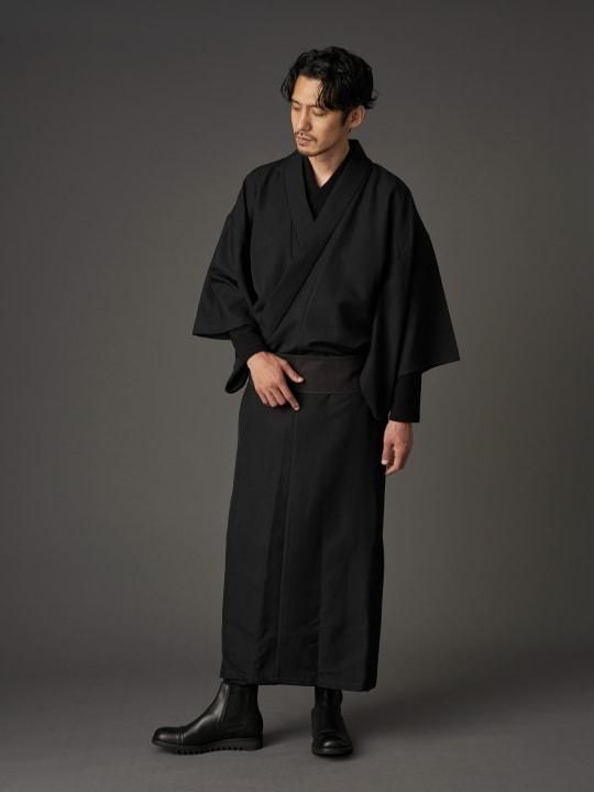 【PRE-ORDER】WAROBE / WOOL GABARDINE YUKATA / BLACK photo